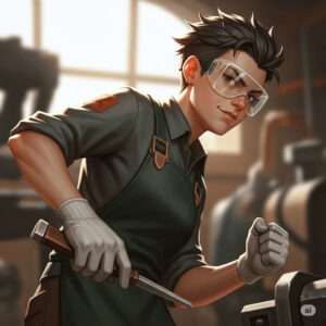 ゴーグルと軍手をつけた人のイラスト