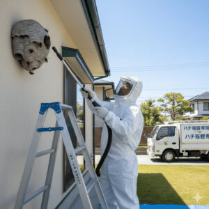 ハチ駆除の様子